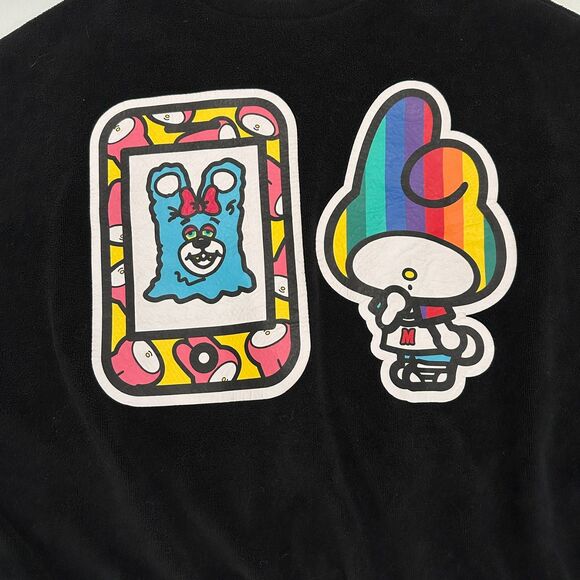 My Melody X Loveis Sanrio Womens Crewneck Sweatshirt One Size Black Anime Velour - Picture 3 of 5